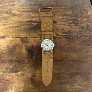 Tan fossil braided watch